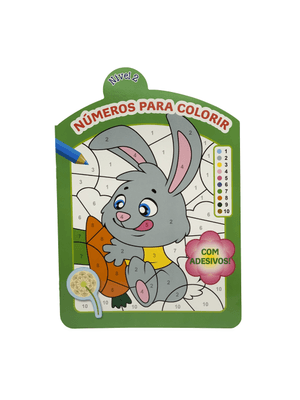 Números para Colorir - Nível 2 - com Adesivos!