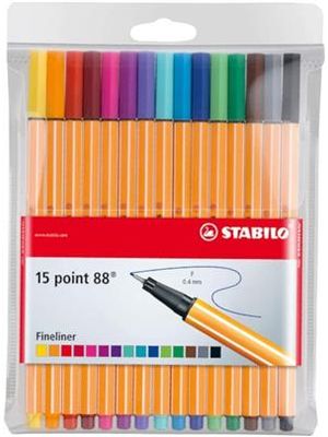 Caneta Stabilo Point 88, 0,4Mm C/15 Cores Sortidas- 118.5605