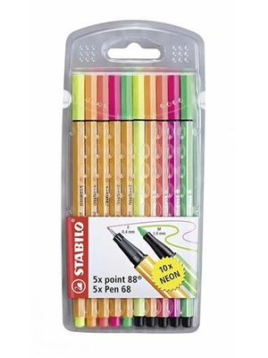 Caneta Point + Pen Neon - Estojo com 10 Cores Sortidas Neon (5 Point, 5 Pen)- 48.3100