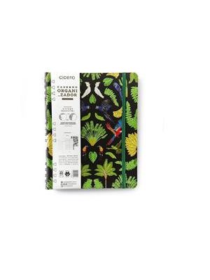 Caderno Organizador Pássaros Pautado 17X24 Floresta Tropical Preto