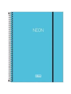Caderno Espiral Universitario 1X1 - Neon Azul - 80 Folhas