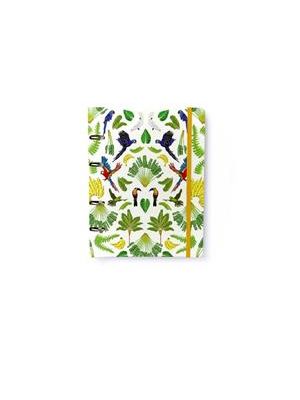 Caderno Criativo Argolado Pássaros Pautado 17X24 Floresta Tropical Branco