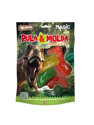 Massa Pula e Molda Dino 15 Cores Sortidas - 150G