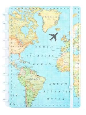 Caderno Ci by Gocase Mapa Mundi Azul - Médio