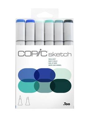 Marcador Copic Sketch Est C/6 Sea e Sky - 12502042