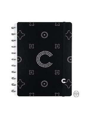 Caderno Ci Monogram Black Crystals by Swarovski - Grande