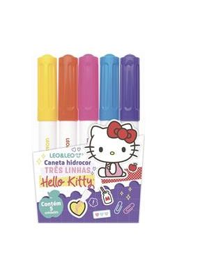 Caneta Hidrocor 3 Linhas Hello Kitty Estojo C/ 5 Cores - 72716