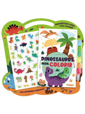 Dinossauros - Lapiseira, Giz de Cera e Adesivos