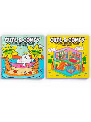 Coleção Cute & Comfy Coloring Book For Adults - Bold Easy - Kit com 2 Livros de Colorir Adulto