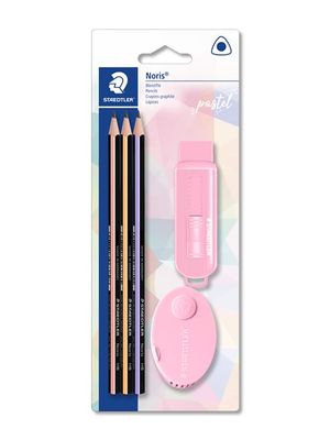 Kit Escolar C/ 03 Lapis + Borracha + Apontador Linha Pastel - 61 Sbk3 Pa