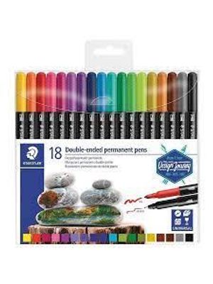 Caneta Staedtler Permanente Duo Ponta Dupla 3.00Mm e 0.5Mm C/18 Cores - 3187 Tb18