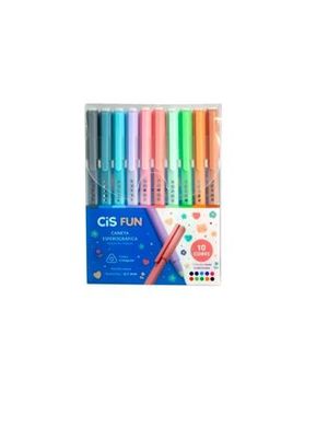 Caneta Esferográfica Cis Fun Estojo C/10 Cores - 5.7156