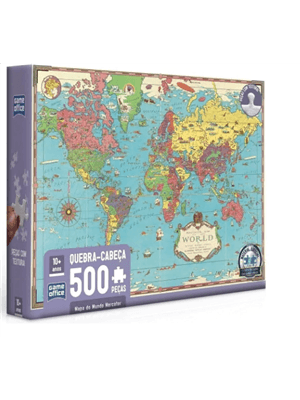 Quebra-Cabeça 500 Peças - Mapa do Mundo Mercator