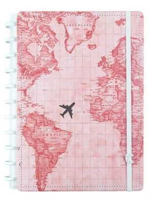 Caderno Ci by Gocase Mapa Mundi Rosa - Médio