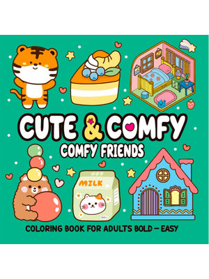 Cute & Comfy Coloring Book For Adult Bold Easy - Comfy Friends - Livro de Colorir Adulto