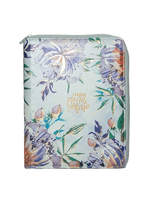 Meu Plano Perfeito, Planner Anual Não Datado com Sobrecapa de Zíper em Couro-Soft, Capa Aquarela | P