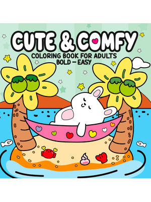 Cute & Comfy Coloring Book For Adults - Bold Easy - Livro de Colorir Adulto