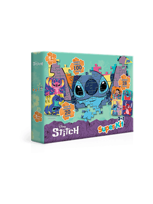 Super Kit Stitch (Quebra-Cabeça 100 Peças + Memória + Dominó) - 003237