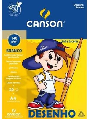 Bloco Desenho Branco Infantil 20 Folhas A4