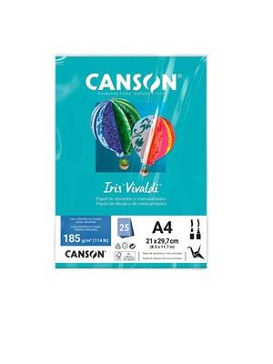 Papel Canson Iris Vivaldi 10 Cores Sortidas 25 Folhas A4 185G