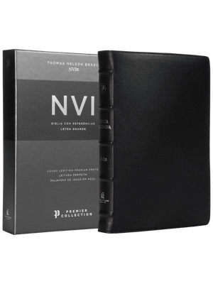 Bíblia Sagrada Nvi Premier Collection, Couro Legítimo, Capa Preta, Leitura Perfeita