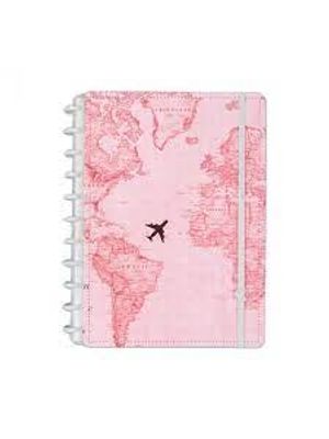 Caderno Ci by Gocase Mapa Mundi Rosa - Grande