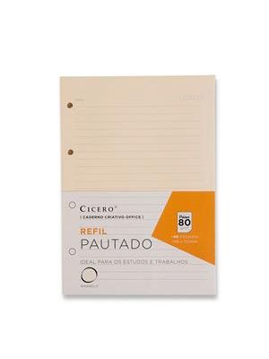 Refil Caderno Cicero Criativo Argolado Office 40Fls Pólen 80G Pautado A5