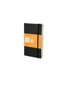 Caderno Clássico, Preto, Capa Flexível, Pautado, de Bolso