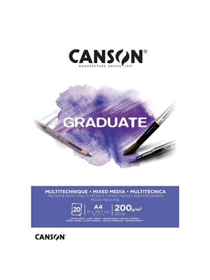 Bloco Canson Graduate Multi Tecnica Branco 200G A4 20F
