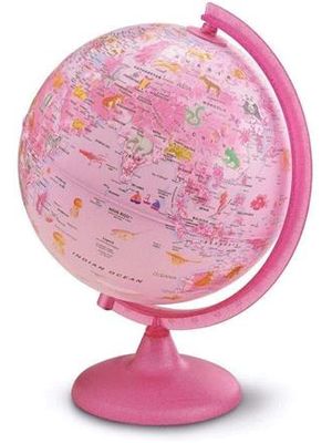 Globo Pink Zoo com Luz - Desenhos de Fauna e Cultura - 25 Cm