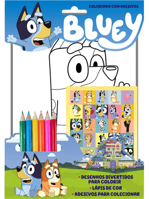 Bluey Colorindo com Adesivos