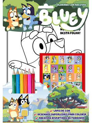 Bluey Colorindo com Adesivos