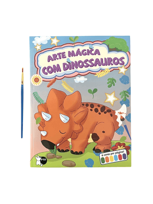 Arte Mágica com Dinossauros - Cada Folha Tem Sua Própria Paleta de Cores: Só Molhar o Pincel e Pinta