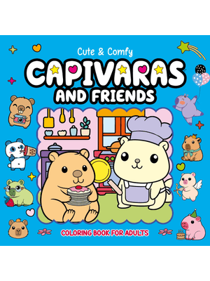 Cute & Comfy Coloring Book For Adults - Capivaras and Friends - Livro de Colorir Adulto