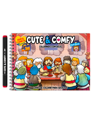 Cute & Comfy Super Special - Livro de Colorir Adulto - Colorindo com Deus - Acompanha 1 Caneta