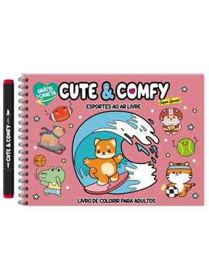 Cute & Comfy Super Special - Livro de Colorir Adulto - Esportes Ao Ar Livre - Acompanha 1 Caneta