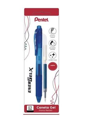 Caneta Energel-X Retrátil 0,7Mm Tinta Azul C/ Refil | Sm/Bl107-Cr
