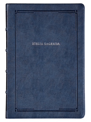 Bíblia Slim Nvi, Letra Grande, Couro-Soft Azul, Luxo, Barroca, Leitura Perfeita