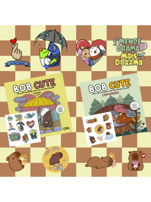 Kit Bob Cute – Dorama + Capivárias: Ilustrações Originais + Adesivos