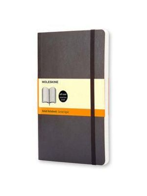 Caderno Clássico, Preto, Capa Flexível, Pautado, Grande
