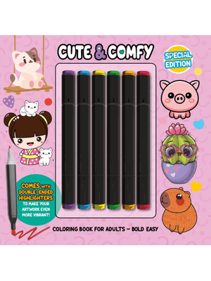 Cute & Comfy Coloring Book For Adults - Special Edition - Livro de Colorir Adulto