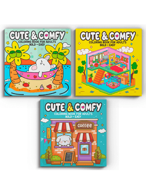 Coleção Cute & Comfy Coloring Book For Adults Special - Bold Easy - Kit com 3 Livros de Colorir Adul