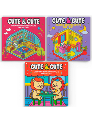 Coleção Cute & Cute Coloring Book For Adults Special - Bold Easy - Kit com 3 Livros de Colorir Adult