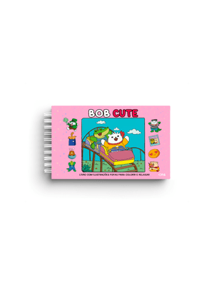 Bob Cute – Capa Dura Rosa - Livro com Ilustrações Fofas e Originais para Pintar, Páginas Destacáveis