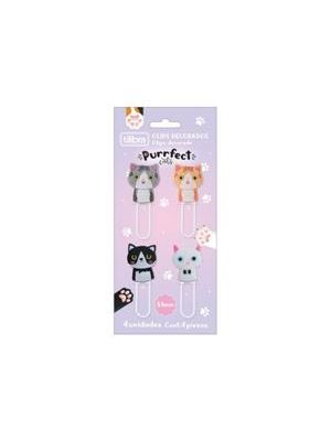 Clips Decorado Purrfect Cats Blister com 4
