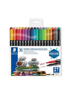 Caneta Staedtler Permanente Duo Ponta Dupla 3.00Mm e 0.5Mm C/36 Cores - 3187 Tb36