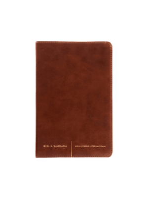 Bíblia Sagrada Slim Nvi, Luxo, Capa Marrom, Couro-Soft